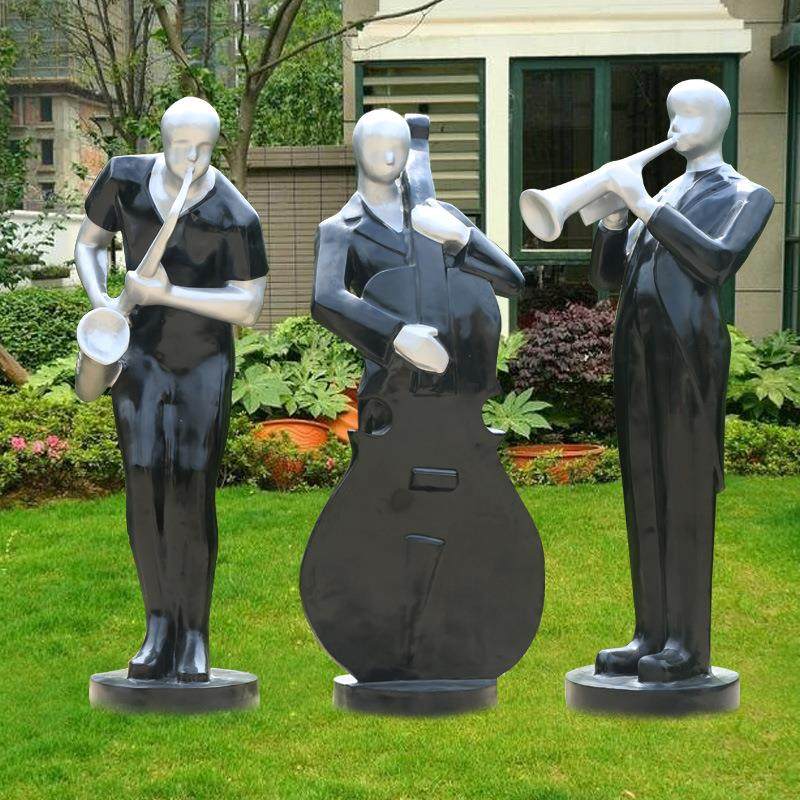 大型抽象音乐人雕塑商场广场美陈玻璃钢人物钢琴萨克斯大提琴摆件