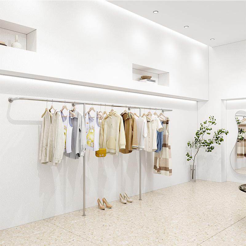 服装店展示架男女童装货架上墙侧挂架陈列架不锈钢落地式挂衣服架