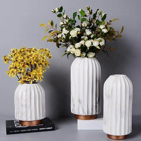 绿植小口径插花瓶贴花石纹风陶瓷花盆园艺陶瓷工艺品家居摆件瓷器