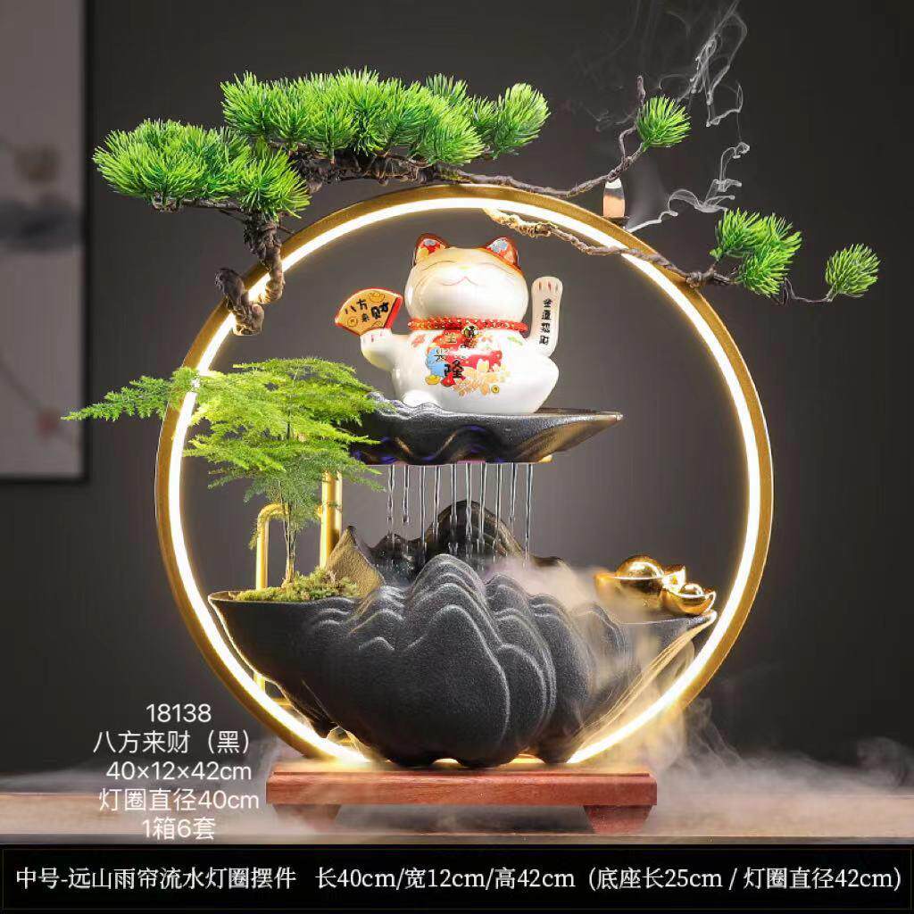 创意招财流水摆件客厅大象摆饰循环水喷泉办公室桌摆乔迁开业礼品
