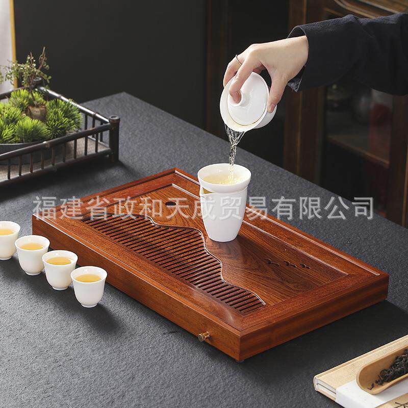 花梨木实木茶盘家用干泡台小茶台海储水排水双用黑檀木茶台茶海