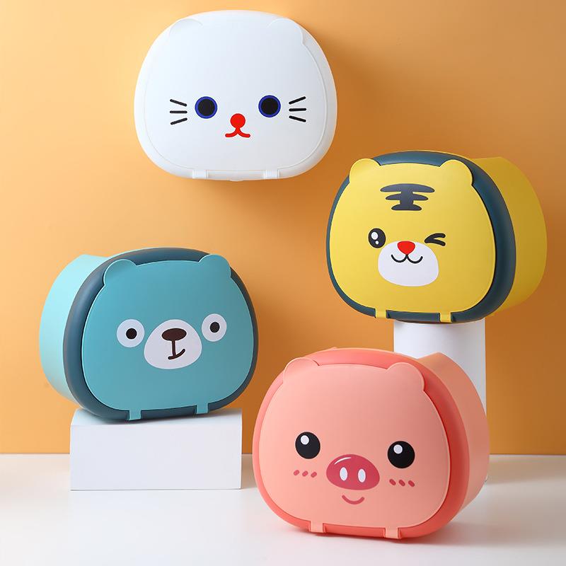 卡通创意纸巾盒卫生间免打孔抽纸盒家用浴室厕纸架客厅收纳卷纸架