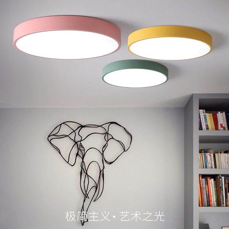 led马卡龙吸顶灯北欧个性圆形现代简约卧室客厅灯阳台过道灯具