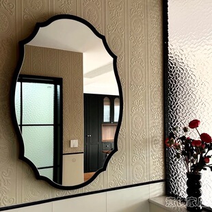 法式复古浴室镜异形卫生间智能镜子中古风壁挂装饰镜卫浴镜黑色