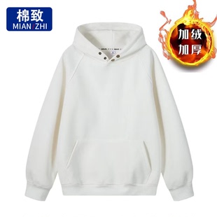 棉致美式纽扣连帽纯色卫衣重磅长袖男女高街厚实宽松