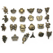 5套复古花样四合扣按扣免缝金属卡通图案面扣下三件633铜子母暗扣