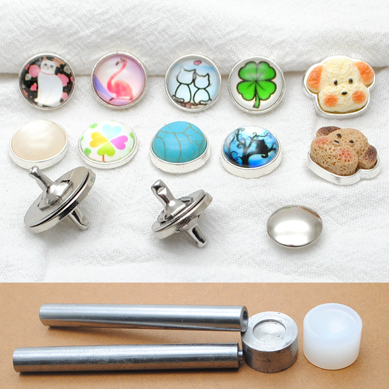 新品帽钉磁扣14mm18mm卡通花样玻璃面纽扣衣服包包配件金属磁吸扣