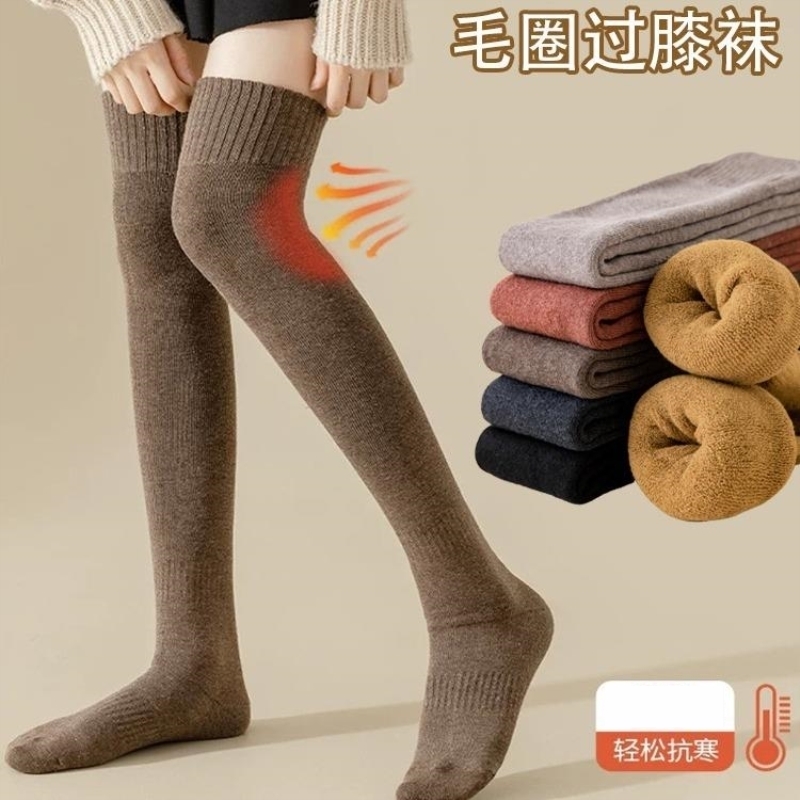 白色袜子女中筒秋冬长筒过膝盖长袜小皮鞋乐福鞋jk小腿袜压力瘦腿