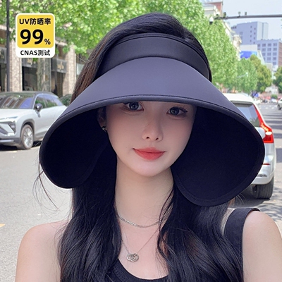 新款夏季大檐防晒帽女宽帽檐遮脸防紫外线空顶太阳帽子遮阳高颜值