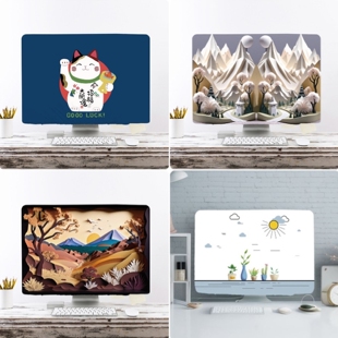 台式电脑防尘罩主机箱盖布显示器键盘防尘布套装屏幕布艺遮灰全包