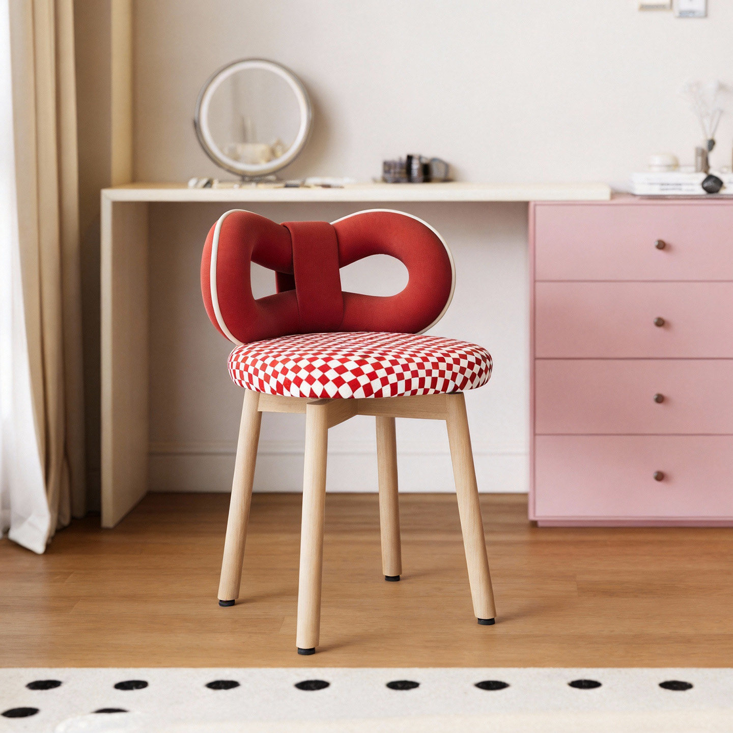 女生化妆椅梳妆凳ins风梳妆台椅子家用房间靠背化妆椅子书桌椅子,住宅家具,梳妆凳,淘宝优惠券,粉丝福利购,淘宝优惠卷