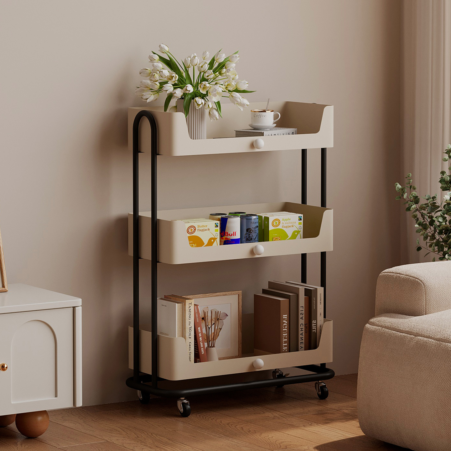 耶特家用儿童书架落地零食置物架