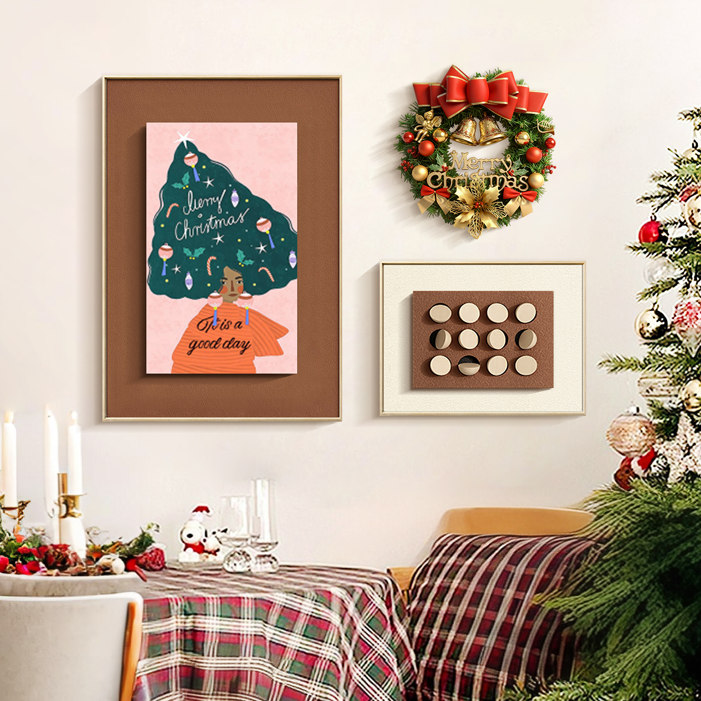 圣诞树主题装饰画立体现代简约