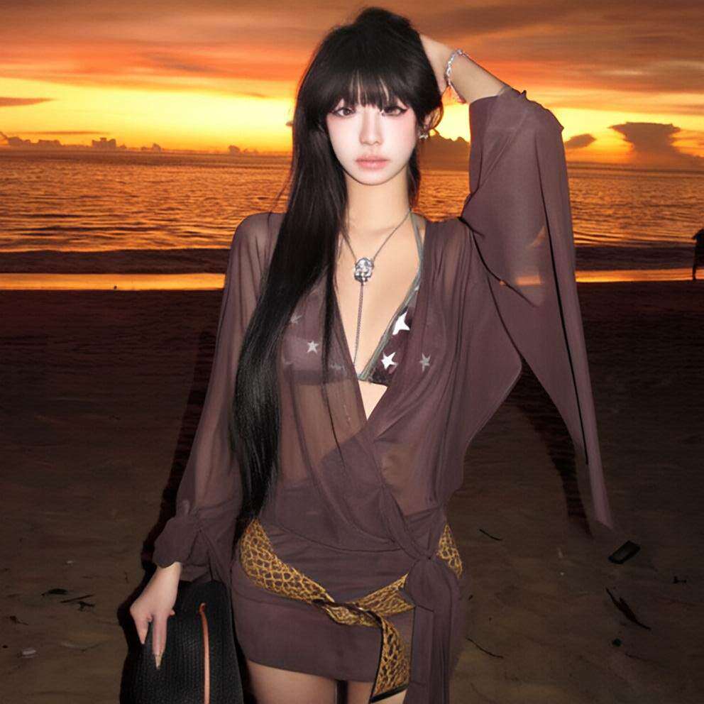 泰式新款女泳衣星星比基尼三件套