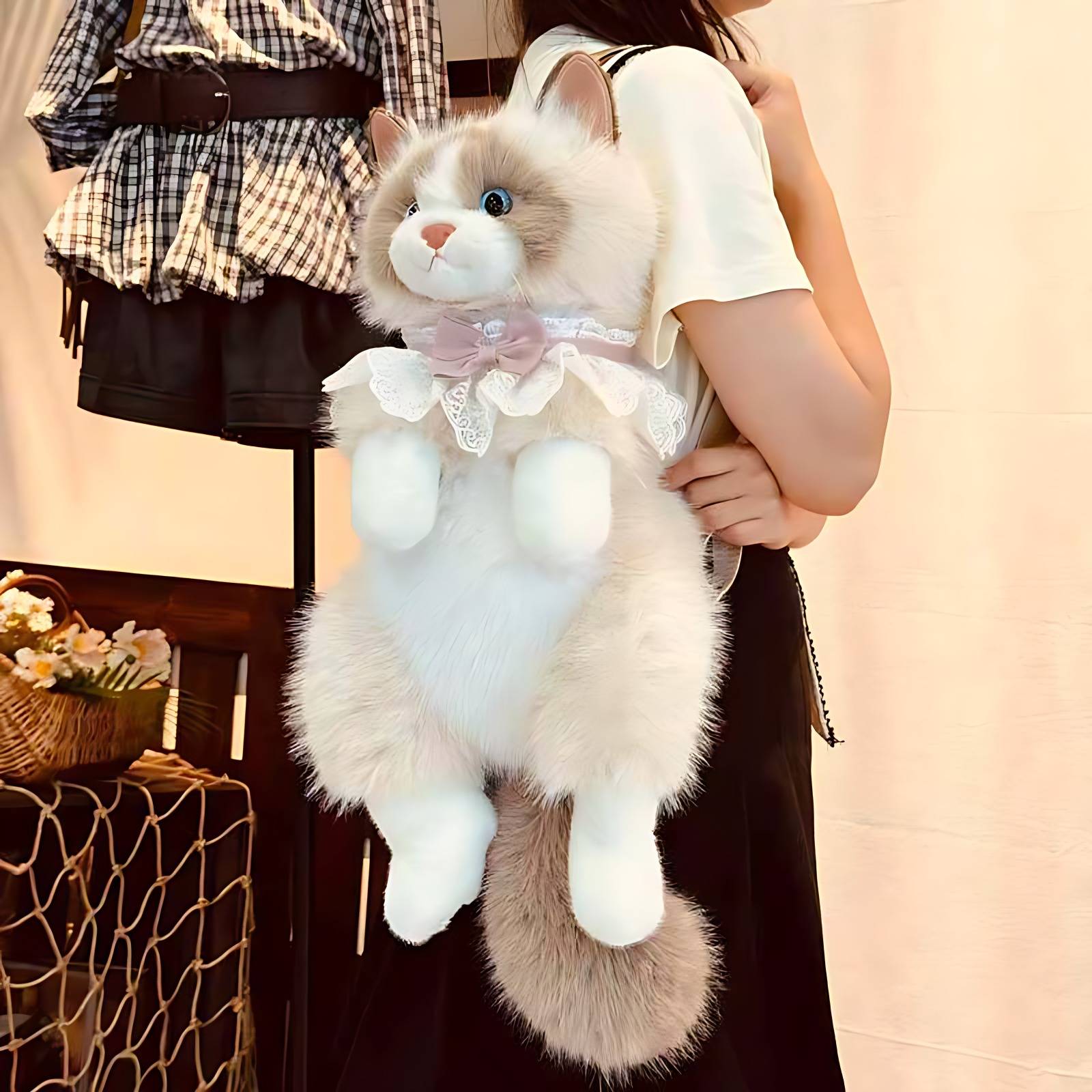 仿真布偶猫背包玩偶毛绒玩具猫咪双肩背包公仔布娃娃玩具女生礼物