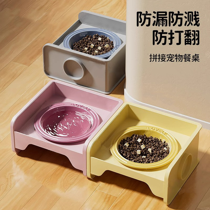 猫用增高陶瓷食碗水碗套装护颈椎
