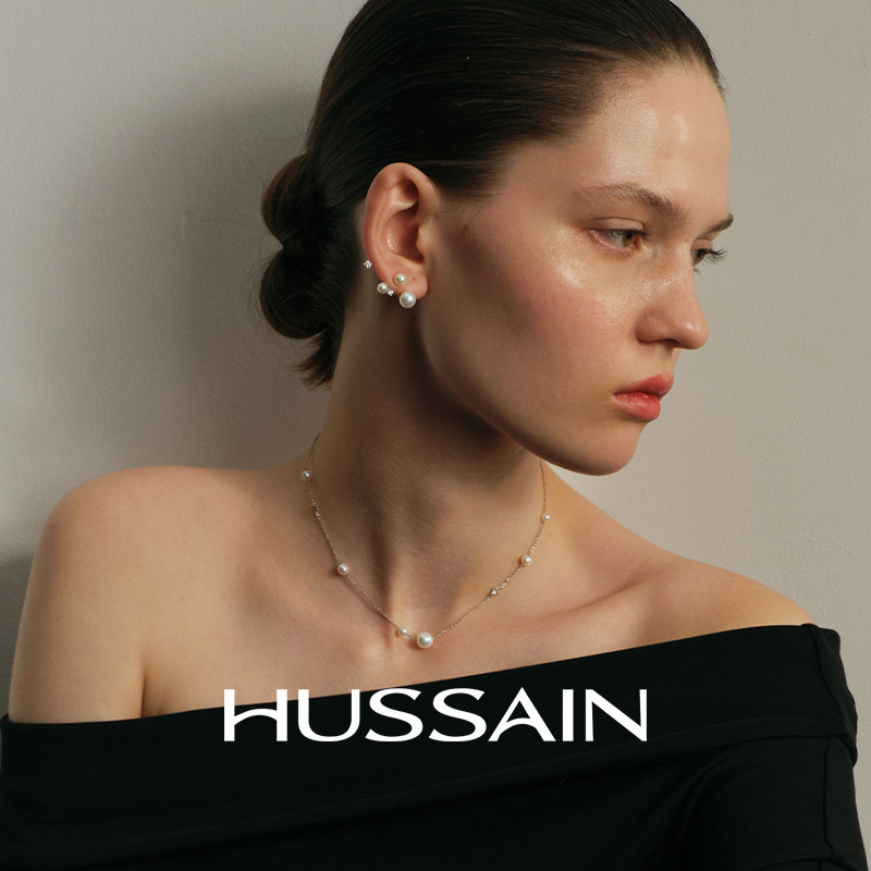 HUSSAIN赫生星点浮月悬浮珍珠项链925银耳钉手链轻奢小众原创设计图片