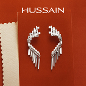赫生HUSSAIN升频耳钉高级感流苏设计师耳环轻奢小众纯银秋冬耳饰