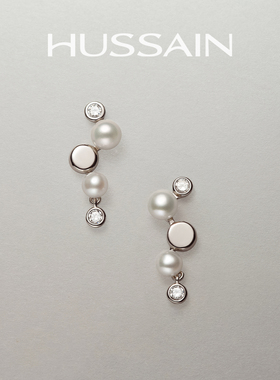 赫生HUSSAIN漫由小气泡天然珍珠耳钉淡水轻奢秋冬高级感耳饰耳环