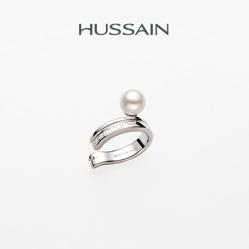 HUSSAIN弦上天然淡水珍珠耳骨夹