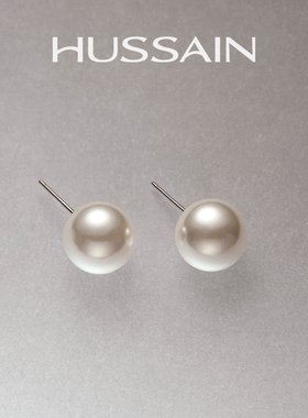 [赵露思同款]赫生HUSSAIN简素淡水珍珠耳钉秋冬高级感纯银耳饰女