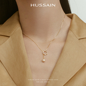 赫生HUSSAIN如梦淡水珍珠项链女轻奢小众纯银锁骨链法式 吊坠颈链