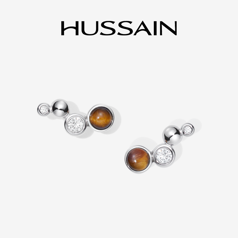 赫生虎眼石女大气耳钉