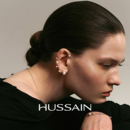 赫生HUSSAIN星点悬浮珍珠耳钉纯银耳环不对称秋冬耳饰 明星同款