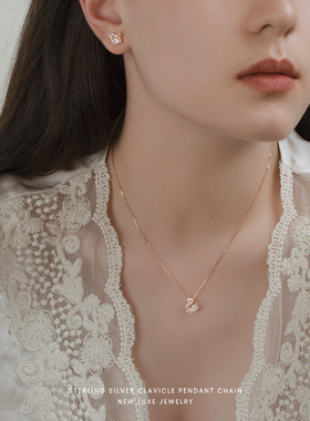 赫生HUSSAIN天鹅纯银项链轻奢小众颈链2026爆款锁骨链百搭毛衣链