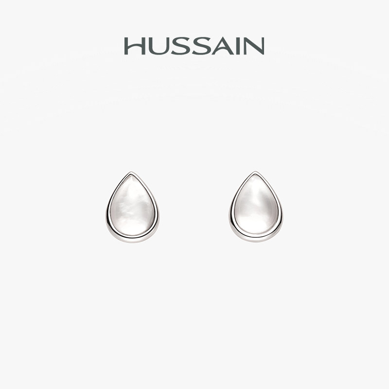 赫生HUSSAIN凝露白水晶耳钉高级感水滴形大气精致巨好看的耳饰女