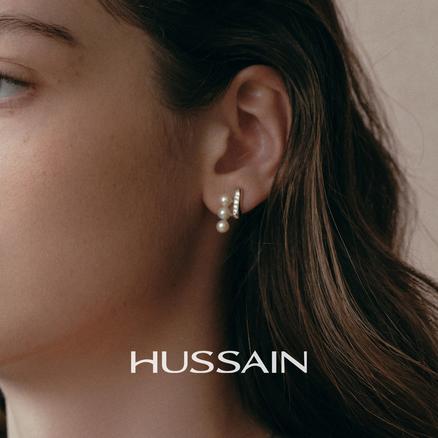 HUSSAIN位移天然淡水珍珠耳钉图片