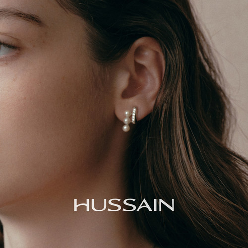 HUSSAIN位移天然淡水珍珠耳钉