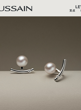 赫生HUSSAIN支点悬浮珍珠耳环轻奢小众高级感耳钉2026年新款耳饰