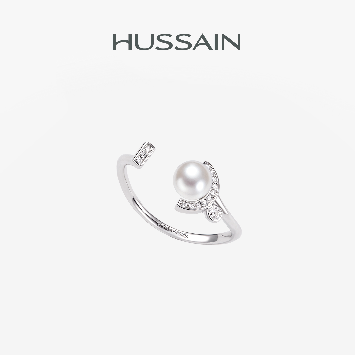 赫生HUSSAIN果隙淡水珍珠戒指女小众原创设计开口戒可调节银饰品
