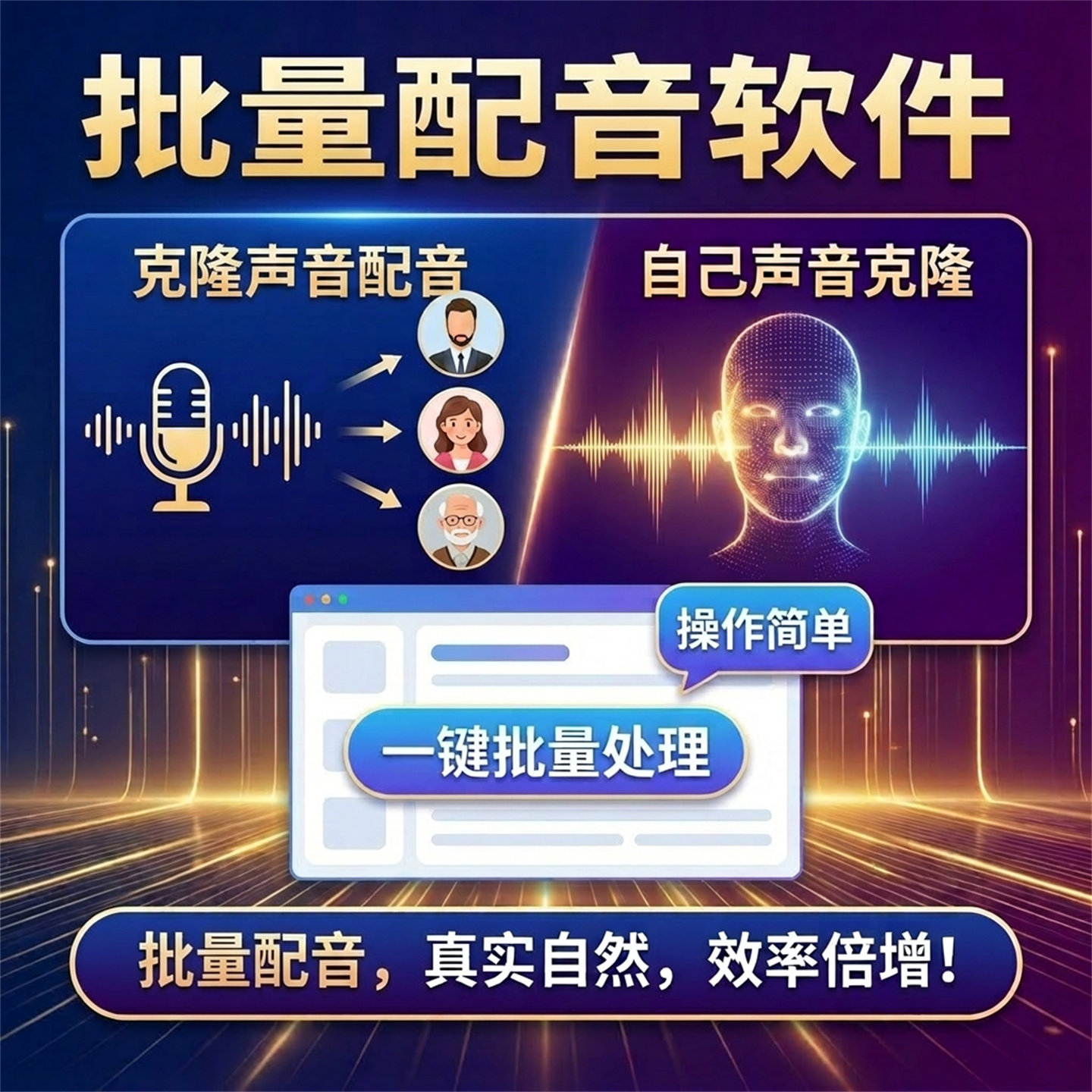 AI真人声音一键配音工具文字转语音系统批量生成高清音频制作软件