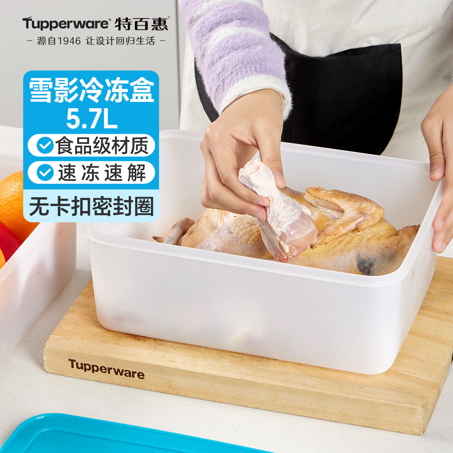 特百惠雪影大型冷冻藏食品保鲜盒5.7L冰箱密封收纳2件套送礼佳品