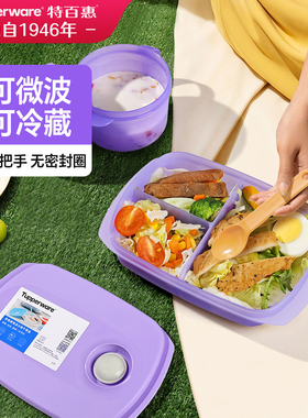 特百惠思丽康饭盒分格野餐带饭汤碗460ml小学生专用可微波加热