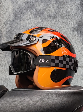 ORZ复古摩托车头盔男女哈雷电动机车踏板3/4新国标3C认证四季通用