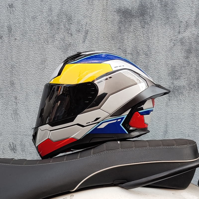 ORZ Motorcycle Full Helmet Men's and Women's Personality Four Seasons Racing Big Tail Couple Bluetooth Running Helmet New C Certified Helmet (1627207:28105480668:Color classification:Blue Gundam - Tea Mirror;20509:28317:size:XL)