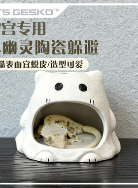 爬宠睫角守宫躲避屋陶瓷小幽灵躲避小型宠宠物用品洞穴造景装饰