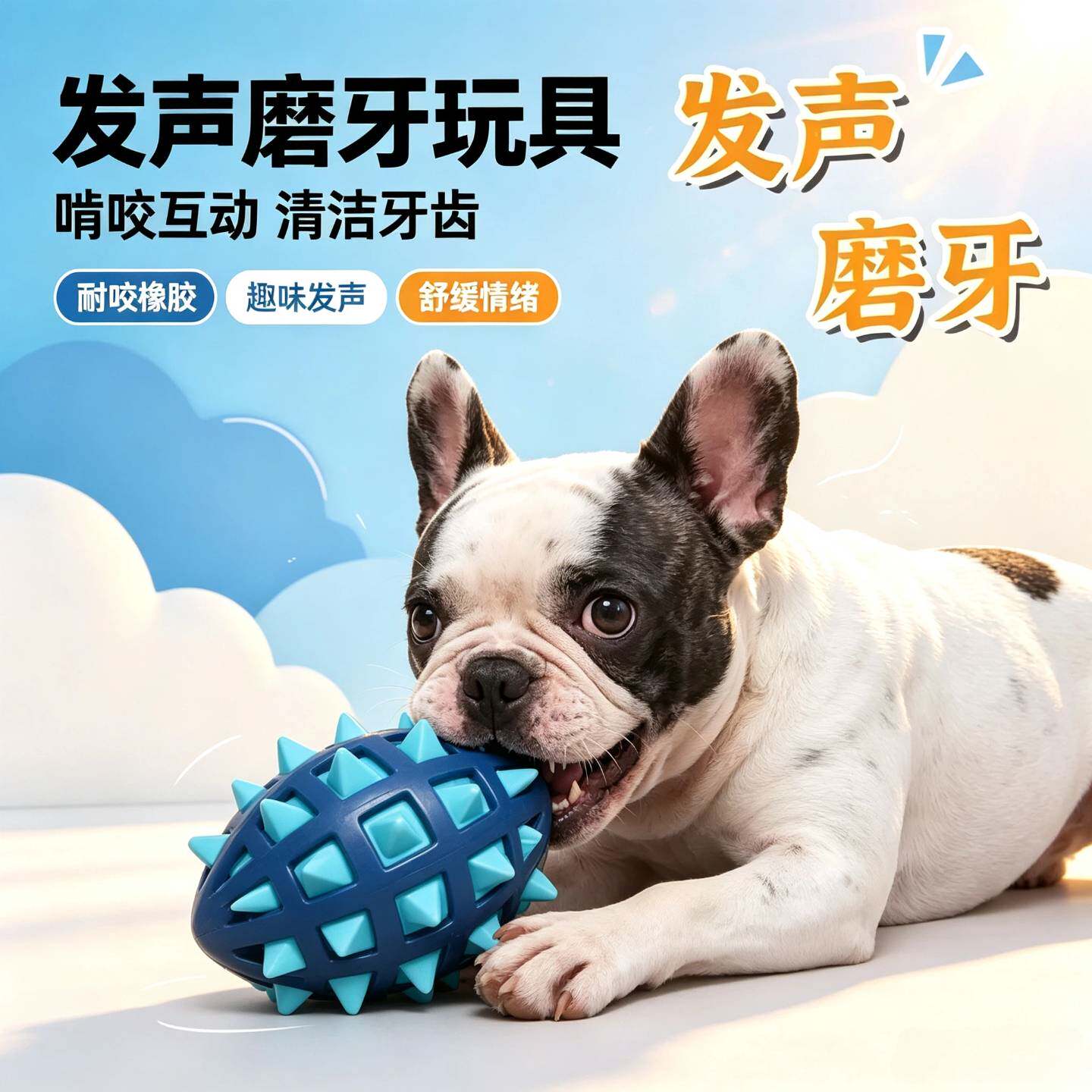 狗狗耐咬发声玩具橄榄球磨牙自嗨磨牙洁齿玩具/绳结玩