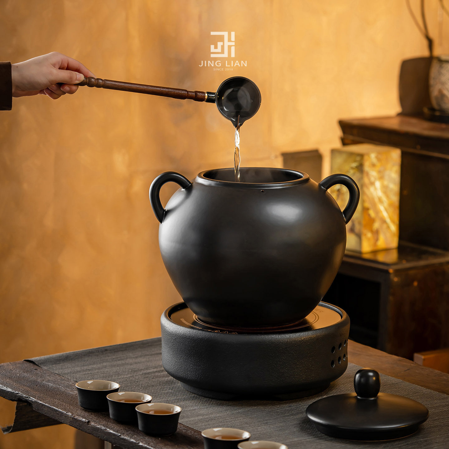 新中式煮茶壶煮茶器煮茶罐煮茶釜火山石碳火煮茶煮茶壶新中式茶馆