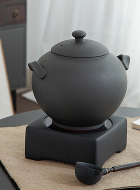 新中式茶馆炭烧电陶炉火山石煮茶釜煮茶大罐煮茶壶煮茶锅teastone