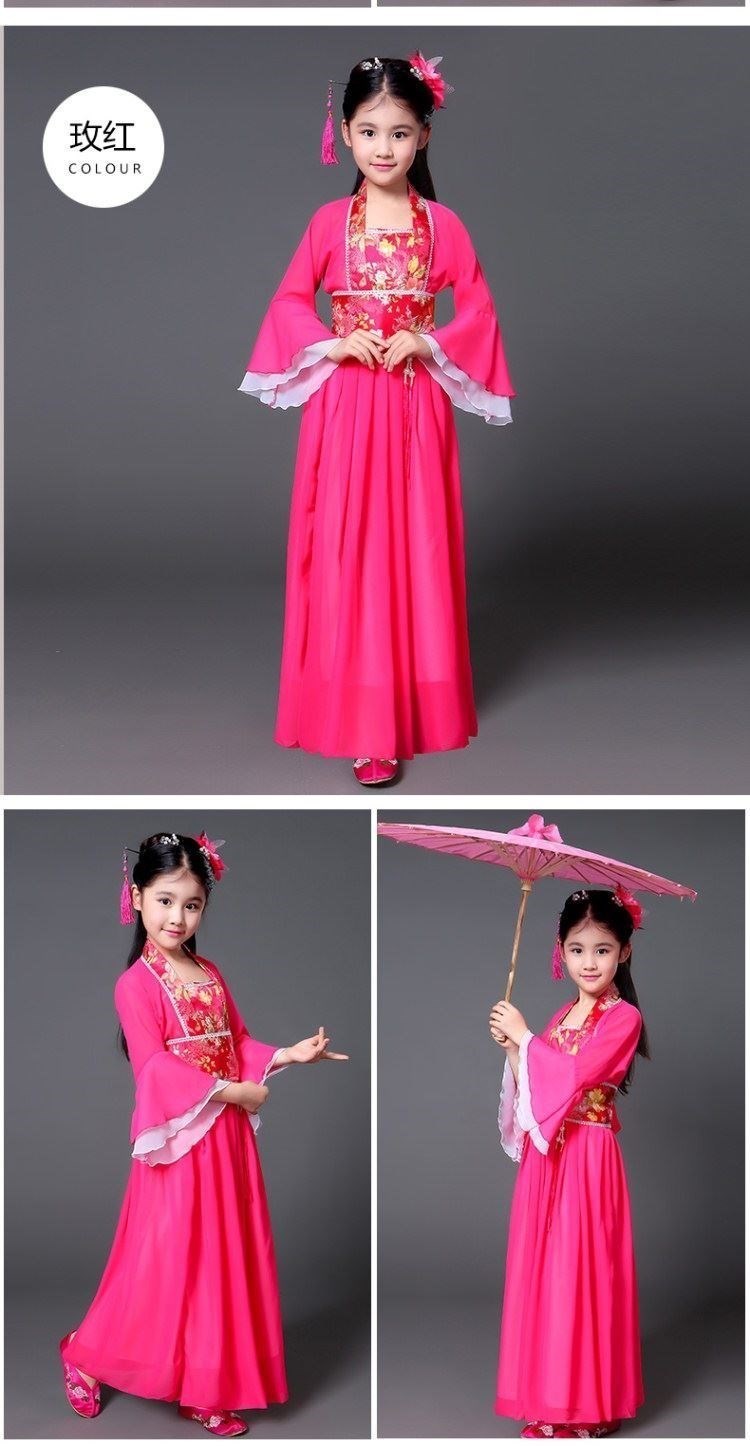 服装古装学生古代i汉k服女童大童新款时尚t少女贵妃小女孩走秀古