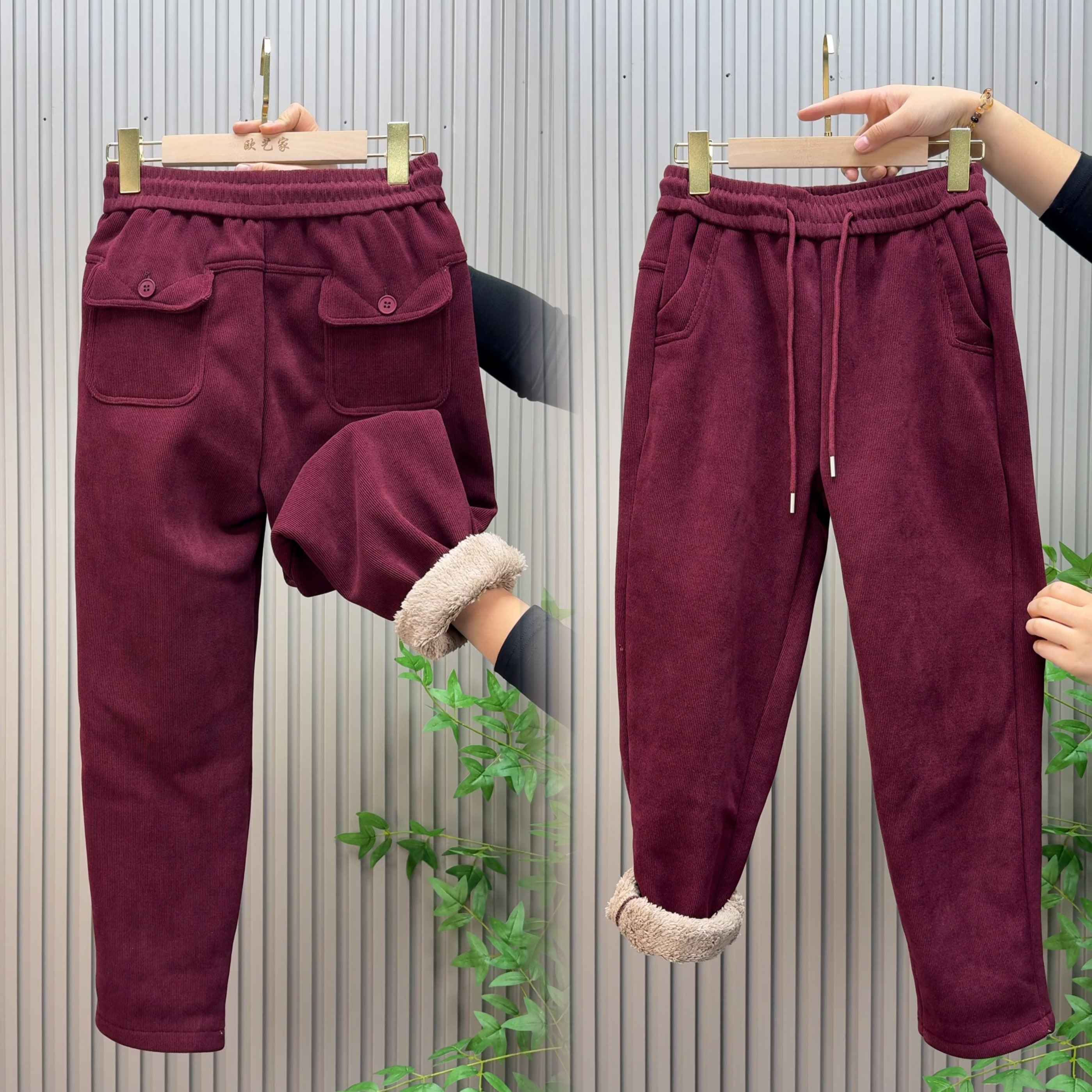 冬季新款羊羔绒休闲裤裤女宽松显瘦卫裤加厚加绒哈伦裤保暖运动裤