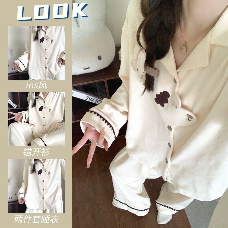 秋冬睡衣女款2025新款德绒可外穿家居服长袖长裤卡通狗狗春秋套装