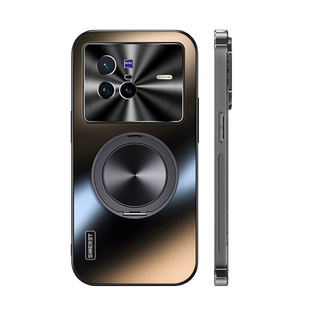 适用vivox80手机壳新款vivox80pro磁吸支架360°旋转支点pro+炫金磨砂防摔外壳高级感全包镜头商务男女保护套