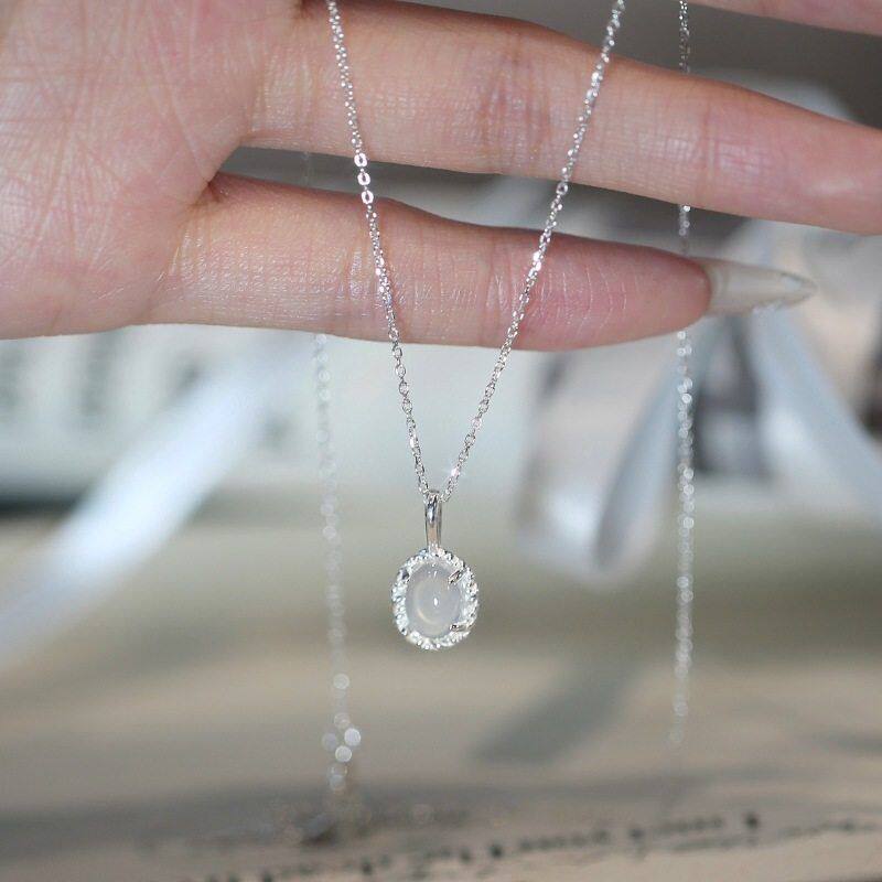 【正品】S925纯银白玉髓项链项链