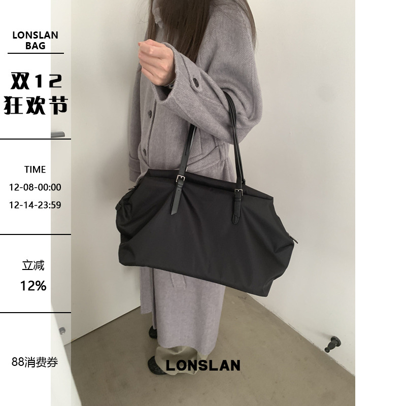 Lonslan BAG 2025 NEW  超大容量尼龙面料多口袋简约百搭单肩包