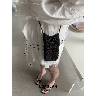 NEW 2025 手工编织镂空网眼设计单肩斜挎手机包 BAG Lonslan